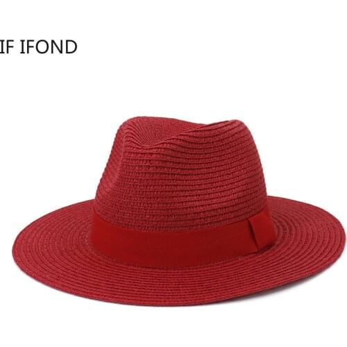 New Color Spring Summer Ribbon Breathable Sun Straw Hat Casual Vacation Panama Fedoras Hat Unisex Beach Jazz Hats Chapeau