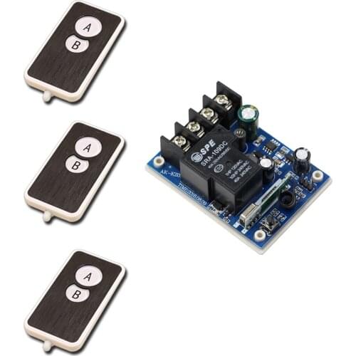 New DC 12V-48V 24V 30A 1CH Wireless Remote Control Switches Relay Wide Voltage Receiver Transmitter + 2Buttons Controller