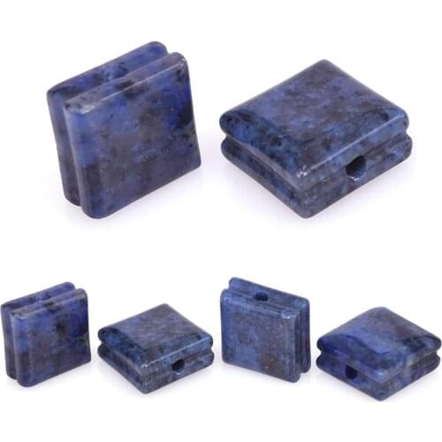 8MM 10mm Dumortierite Flat Square Beads For Punk Jewelry Making DIY Macrame Bracelet Handmade Natural Stone Accessories