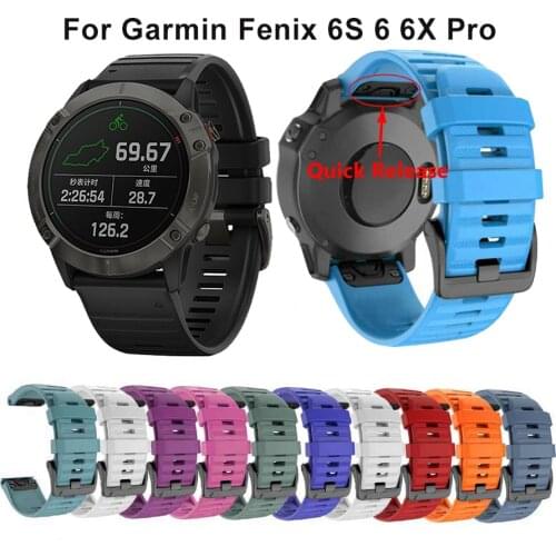 26 22 20MM Watchband Strap for Garmin Fenix5 5S 5X Plus 3 3 HR Fenix 6X 6 6S Pro Quick Release Silicone Easyfit Wrist Band Strap