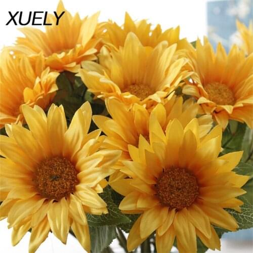 Sunflower Silk Artificial Flower chrysanthemum Home Wedding Decoration fake flower wall Living Room Party Table Window DIY Decor