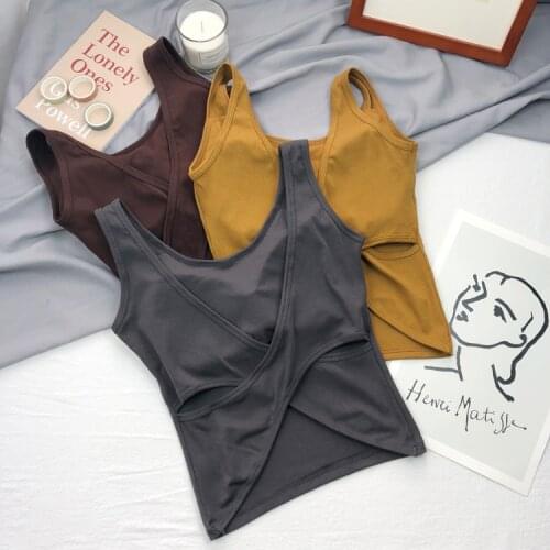 Chic sexy and beautiful back sleeveless V-neck Suspender top female inner fit slim outer wear base vest 0702