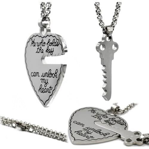 Showlove-Surgical Steel Heart Shape with Key Chain Lovers' Pendant Necklace Pendant Nice Gift Exquisite Body New Fashion Jewelry