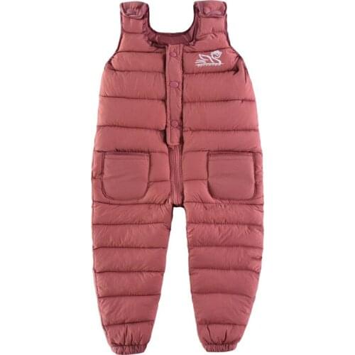 Baby girls pants winter childrens down cotton trousers thickened warming kids boys outer wear jumpsuits autumn girls bib