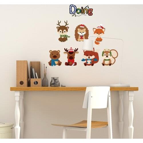 Sika deer squirrel bear wall stickers cartoon animal children bedroom kindergarten creative decoration stickers
