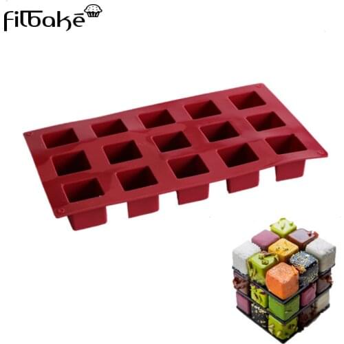 FILBAKE Silicone 15 Cavity Magic Square Cake Molds For Mousse Baking Moulds Mold Creative Dessert Kitchen Pastry Tools