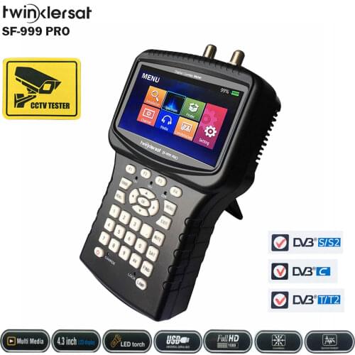 Twinkler SF-999 PRO HD Combo Signal Finder Meter 4.3 inch Screen DVB-S2 DVB-T2 DVB-C Spectrum Analyzer CS Youtube CCTV Camera