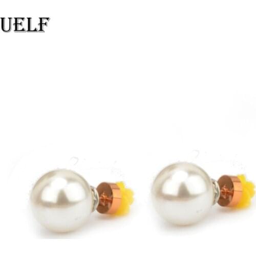 Uelf New White Imitation Pearl Round Circle Earrings Women Gold Color Stud Earings Korean Jewelry Brincos Statement Earrings