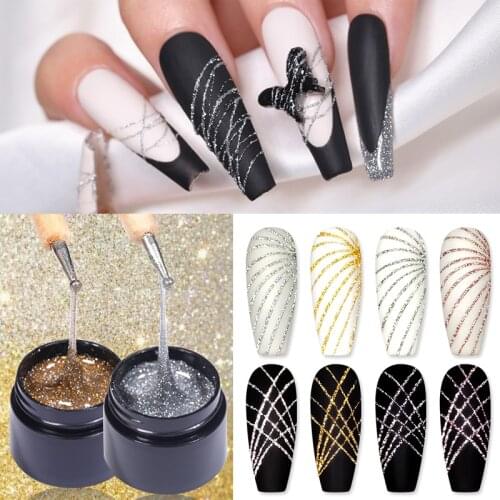 UR SUGAR Silver Gold Reflective Glitter Spider Nail Gel Hybrid Varnishes For Manicure Nail Art Design Painting Nail Gel Polish
