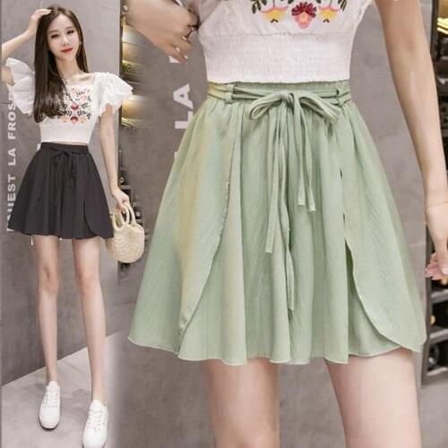 Spring and summer shorts womens summer 2021 new Chiffon Korean loose and versatile student High Waist Wide Leg skirt pants