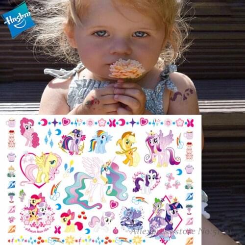 Hasbro My Little Pony Pegasus Cartoon Temporary Tattoo Sticker For Gril Children Toy Waterproof Seaside Birthday party Kids Gift