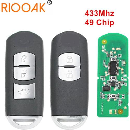 Replacement Remote Key Fob 433Mhz 49 Chip For Mazda 3 6 CX-4 CX-5 MX-5 SKE13E-01 With Small Key with Logo