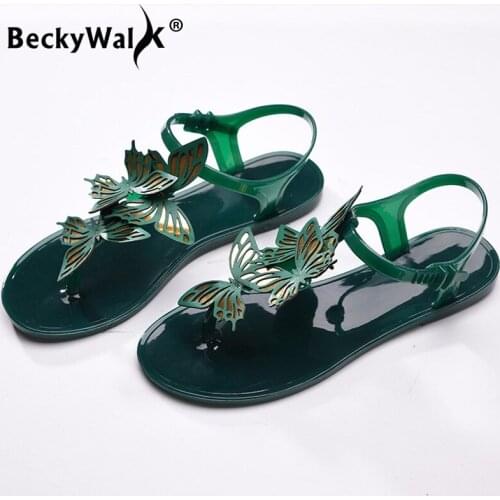 2021 New Summer Sandals Women Jelly Shoes Sweet Butterfly Flat Beach Shoes Woman Flip Flop Women Shoes sandalia feminina WSH3545