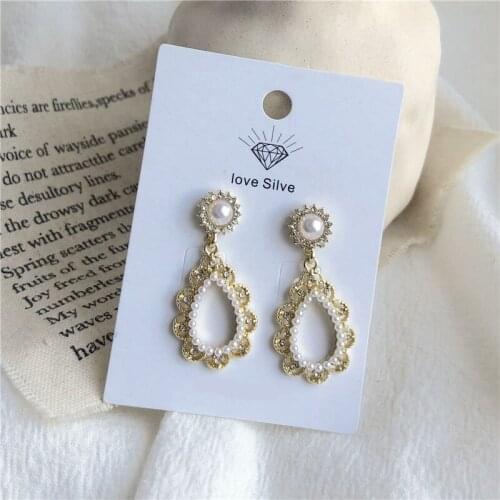 Cute Pearl Drop Earrings Women Female Baroque Jewelry Girls Elegant Earing Gift Wedding Accessories Korean Style Fashion