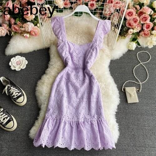 Elegant Gothic Ruffled Tank Dress 2021 Summer Korean Fashion Women Lace Party Dress Slim High Waist Young Lady Dresses