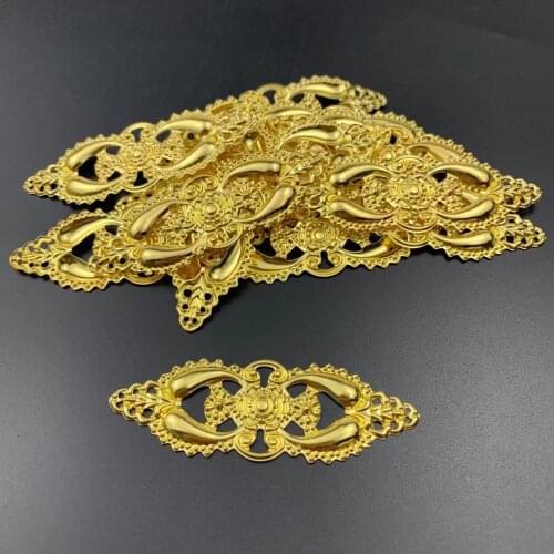 10 pcs/lot 26x80mm Metal Filigree Flowers Slice Charms base Setting Jewelry DIY Components Findings