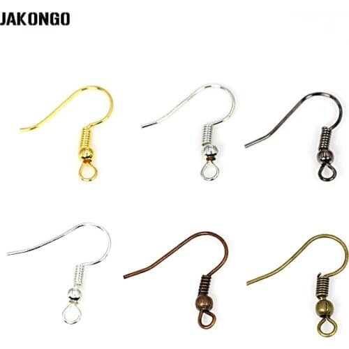 100pcs/lot Fashion Iron Ear Hook Clasp With Bead Charms Earring Wires Fit Jewelry DIY Findings