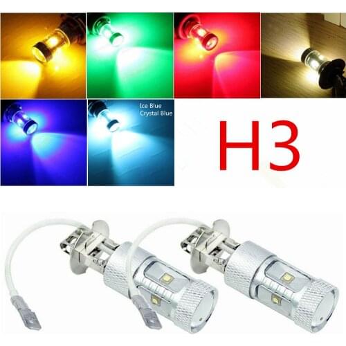 2pcs H3 High Power 30W LED for car Daytime Driving Fog Light 12V Bulb Blue Amber Yellow