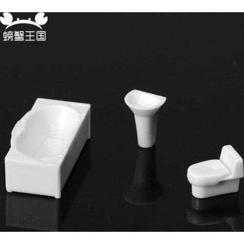 5sets/lot architecture 1:50 scale model washing room furniture bathtub toliet wash basinfor indoor design