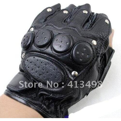 5 pcs/lot Army Airsoft Mens Black Leather fingerless Gloves