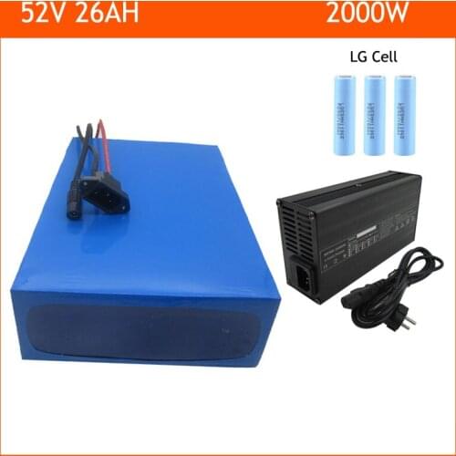 52V Ebike battery pack 2000W 52V 26AH electric Scooter lithium battery pack NCR18650PF cell 2A Charger