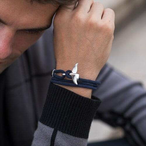 Eif Dock Whale Tail Anchor Bracelets Men&Women Charm Nautical Survival Rope Chain Bracelet Male Wrap Metal Hooks Dropshipping