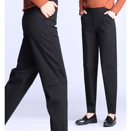 Harem 2021 Pants Spring And Autumn Women‘s High Waist Loose Pants Plus Size Black Pants Elastic Waist Elegant OL Trousers M 9XL