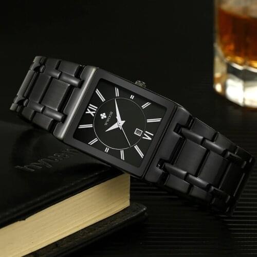 Bsuiness Men Watch With Stainless Steel WWOOR Top Brand Luxury Square Quartz Watches Mens Waterproof Date Wrist Watch Clock xfcs