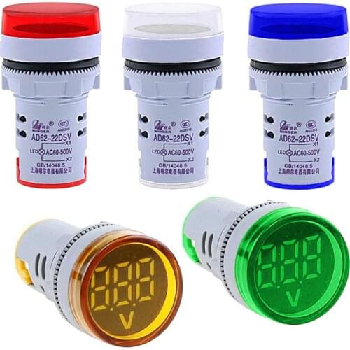 DIY Digital Voltmeter 22mm Round AC 60 -500V Volt Voltage Tester Meter Monitor Power LED Indicator Pilot Lamp Light Display