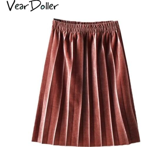 VearDoller Girls Skirt 2019 New Spring Fashion Pleuche Kids Pleated Skirt for 2-10Years Baby Girls Clothes Children Skirts