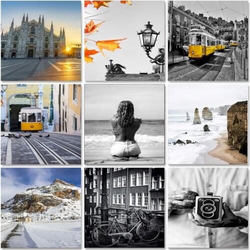 GATYZTORY 60x75cm Frame Bus Landscape Diy Painting By Numbers Modern Wall Art Picture Unique Gift Acrylic Paint By Numbers Home