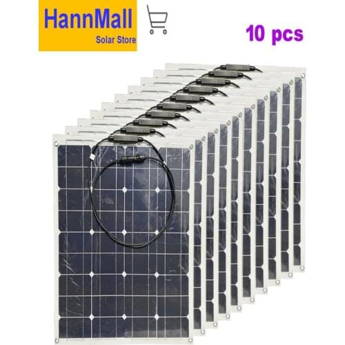HannMall Portable Flexible Solar Panel 12v 500w(10PCS*50W) Solar Battery Charger Waterproof Boat Fish Caravan Camp Motorhomes RV
