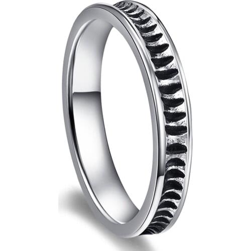 AAA Quality New Silver Color Groove Punk Party Biker Ring Vintage Men Stainless Steel Ring Stainless Steel Vintage rings