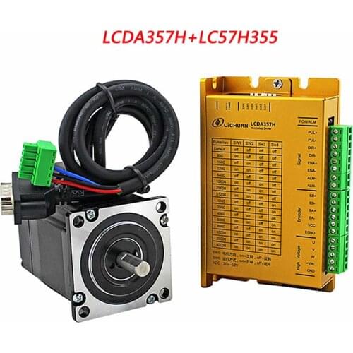 3phase stepper motor driver kit 3NM NEMA23 cnc closed loop servo with encoder LCDA357H+LC57H3100 with 3m cable