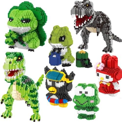 Cartoon Animals Dinosaur Frog Rabbit Diamond DIY Model Building Blocks Bricks Toys Set Mini Micro For Kid Adult Gift