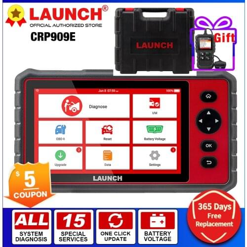 LAUNCH X431 CRP909E obd2 scanner Full system Diagnostic tool + Airbag SAS TPMS EPB IMMO 15 Reset Functions CRP909X code reader