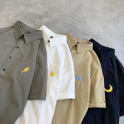 Summer Half Sleeve Men Shirts Fashion Easy-Match Style Handsome Ins Feeling shirts Man Clothing Cute Images Top Short Shirt