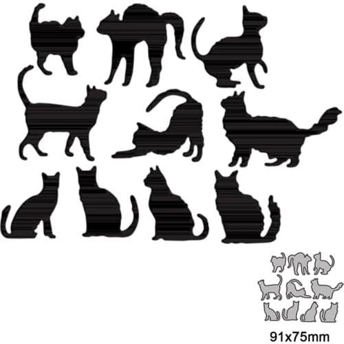 10pcs metal cutting dies cut die mold Animal cat decoration Scrapbook paper craft knife mould blade punch stencils dies