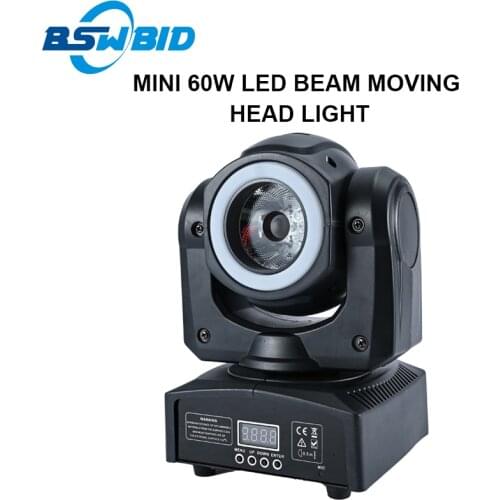 Mini 60W LED Beam Moving Head Light With Halo 60W RGBW 4In1 Color DMX Stage Mobile Lights For DJ Bar Party Show