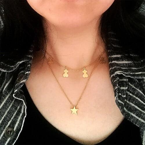 Fashion Bear Lucky Symbol Tassels Necklack For Women Stainless Steel Non-Fading Necklace Silver Color Neck Chains Choker Jewelle