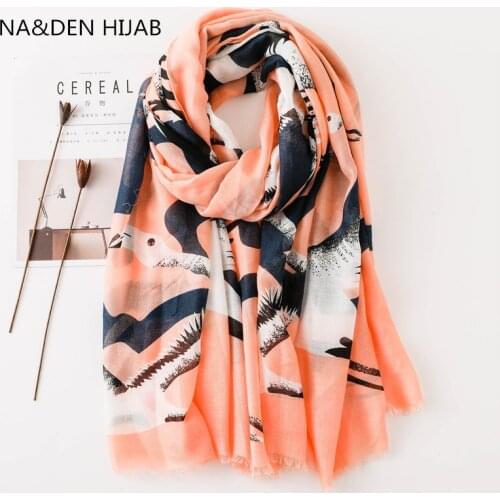 Hot sale fashion swan print Cotton texture muslim hijab wraps bandana Summer Autumn shawl scarf 10pcs/lot fast shipping hot sale