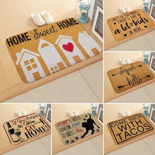 Retro Hand Painted Text Welcome Soft Carpet Entrance Doormat Area Rugs Bathroom Kitchen Absorbent Non-slip Floor Mat
