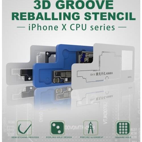 3D BGA Reballing Stencil Kit For Iphone X Motherboard Middle Layer Planting Tin Template Reballing Plate Soldering Net