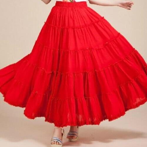 New 2020 Summer Skirts Womens Natural Waist Pleated Chiffon Long ruffle Skirt Elegant Vintage layered long skirt Large Size XXL