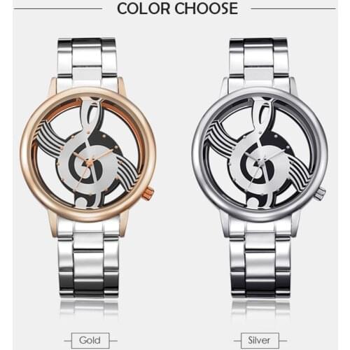 2020 New Stylish Music Note Notation Clock Women Men Unisex Silver Gold Dial Quartz Wristwatch