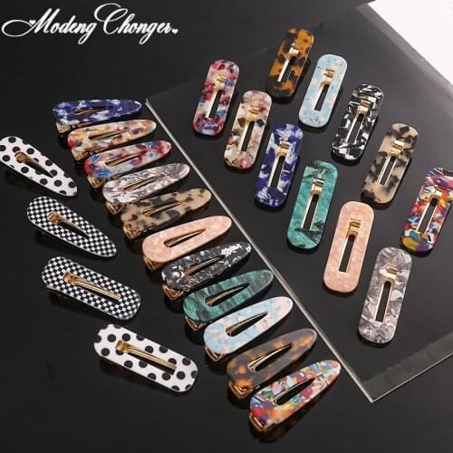 2PCS New Arrival Marbled Acetate Hairpin For Women Girls Hair Clip Acrylic Headwear Barrettes Bangs Clips Ins Hair Accessories