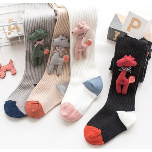 Autumn new children kids pantyhose cute cartoon knitted cotton girls tights stockings students dance tights