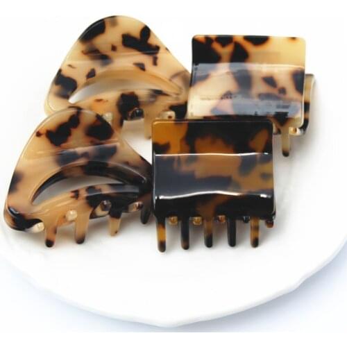 Buena Top Quality Fancy Leopard Hair Claw Hair Clips Cellulose Acetate Charming French Clips