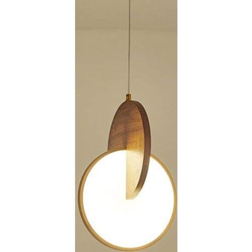 Simple Walnut Led Pendant Lamp Bedroom Bedside Lamps Home Decor Atmosphere Pendant Lights Nordic Modern Restaurant Light Fixture