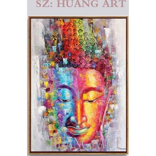 Hand made Thai oil painting Buddha Retro face classical Head Portrait Buddha art India Oil Painting on canvas Home decorative